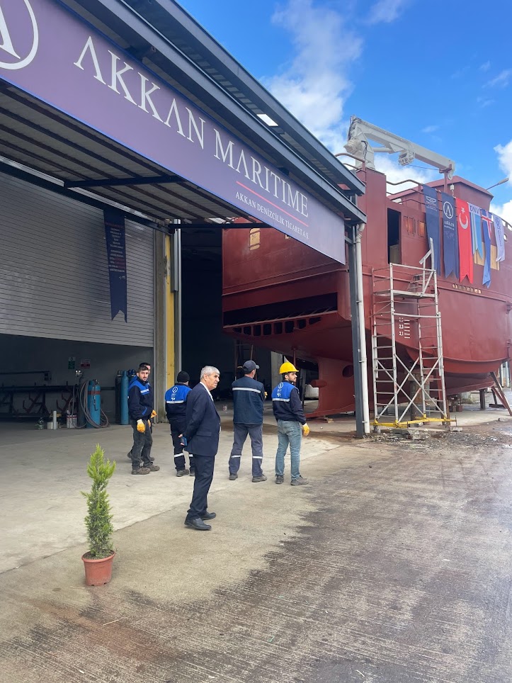 GK 9 fishing longliner at Akkan Maritime facility — final outfitting before Iceland delivery