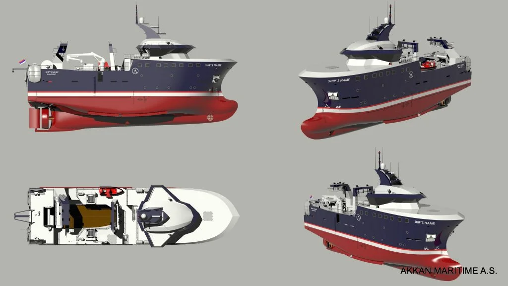 ORCA 45 four-view technical render